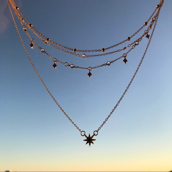 "The Southern Star" Boho Layered Diamond Necklace - Picture 4 of 7